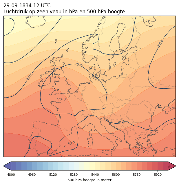 Weerkaart van 29 september 1834 om 12 UTC