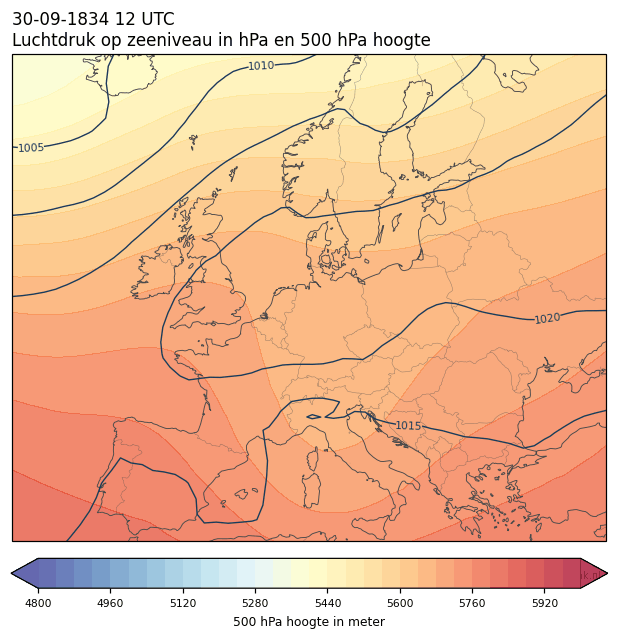 Weerkaart van 30 september 1834 om 12 UTC