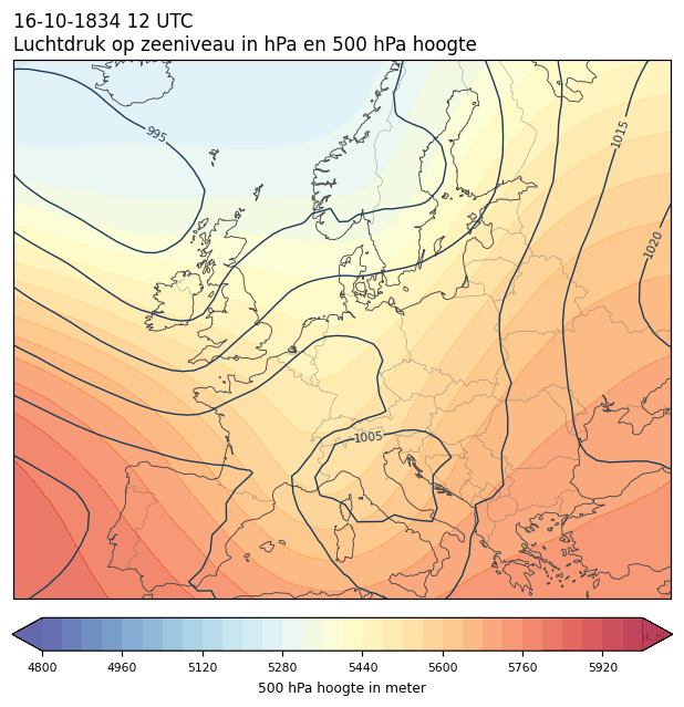 Weerkaart van 16 oktober 1834 om 12 UTC