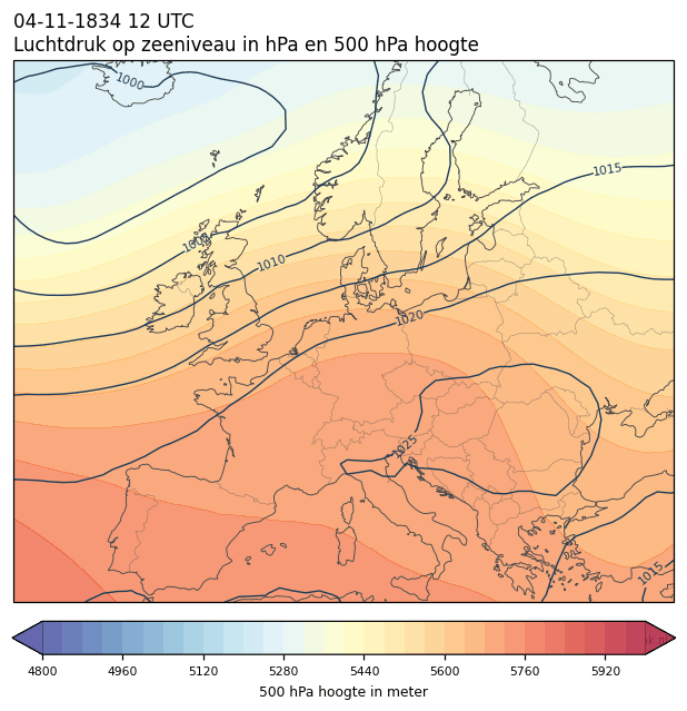 Weerkaart van 4 november 1834 om 12 UTC