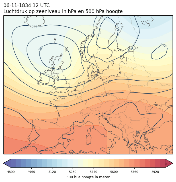 Weerkaart van 6 november 1834 om 12 UTC