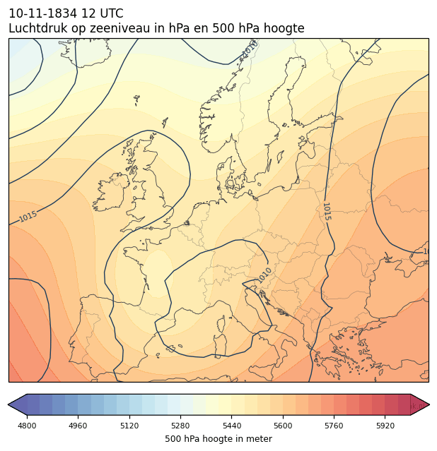 Weerkaart van 10 november 1834 om 12 UTC