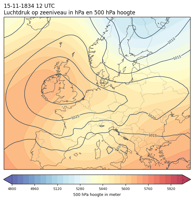 Weerkaart van 15 november 1834 om 12 UTC