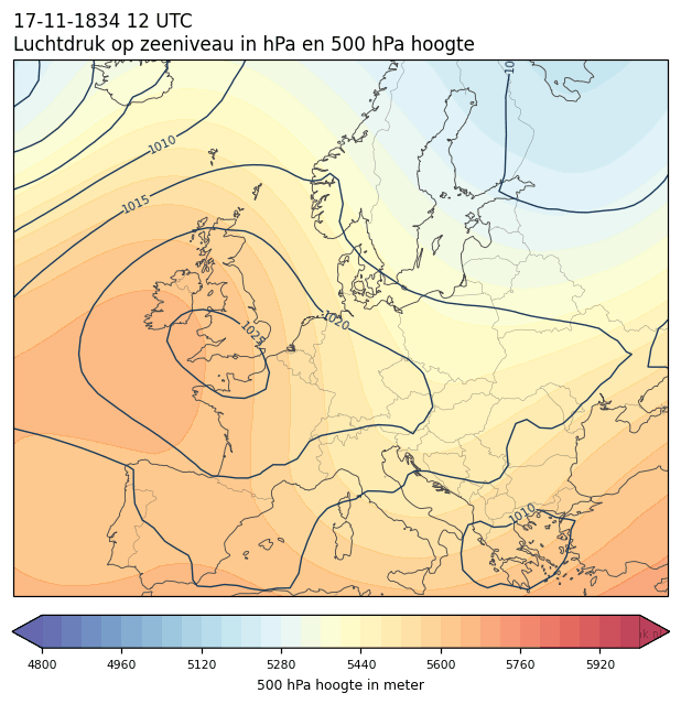 Weerkaart van 17 november 1834 om 12 UTC