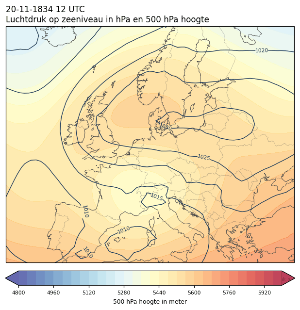 Weerkaart van 20 november 1834 om 12 UTC