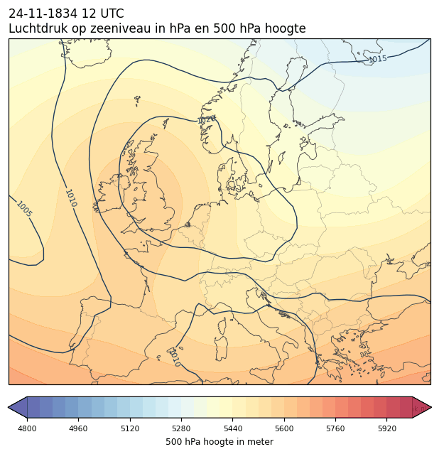 Weerkaart van 24 november 1834 om 12 UTC