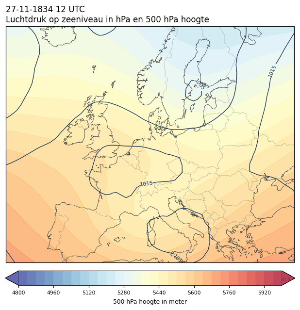 Weerkaart van 27 november 1834 om 12 UTC