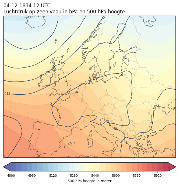 Weerkaart van 4 december 1834 om 12 UTC