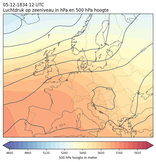 Weerkaart van 5 december 1834 om 12 UTC