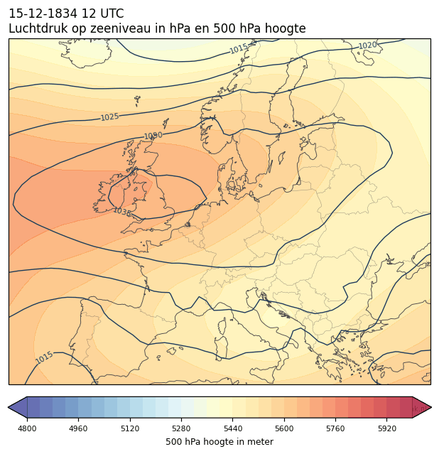 Weerkaart van 15 december 1834 om 12 UTC