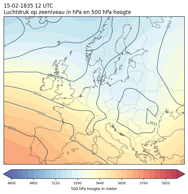Weerkaart van 15 februari 1835 om 12 UTC
