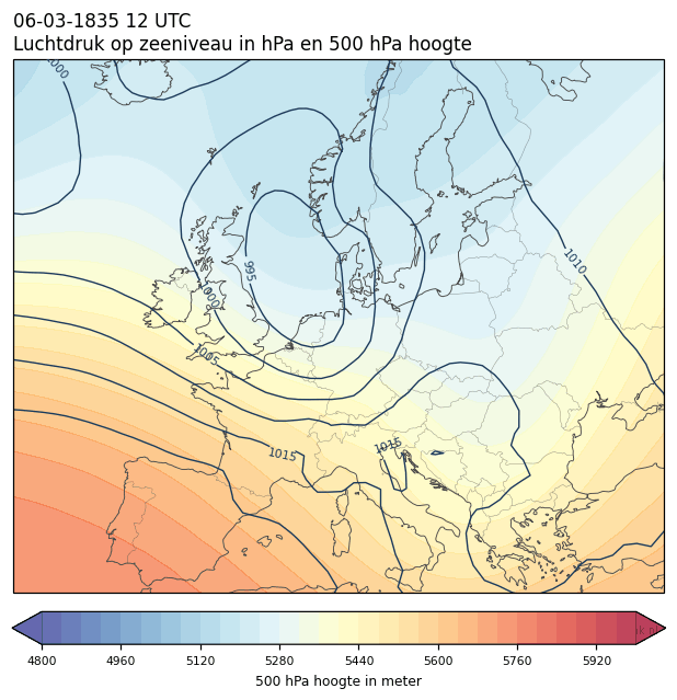 Weerkaart van 6 maart 1835 om 12 UTC