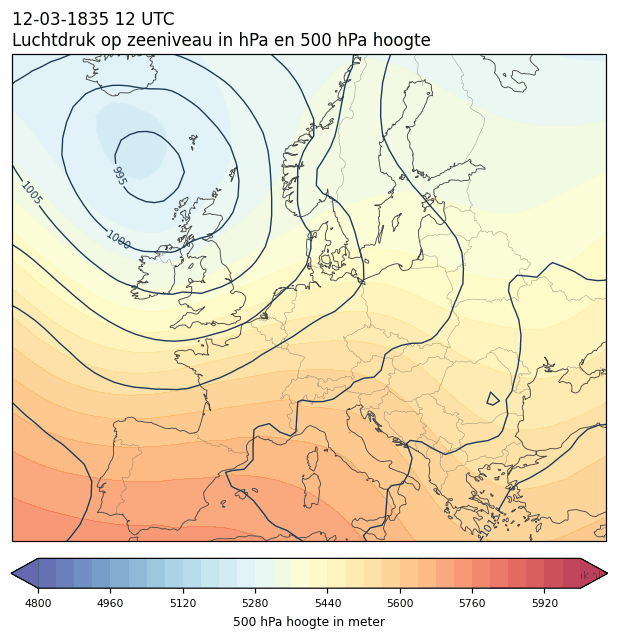 Weerkaart van 12 maart 1835 om 12 UTC