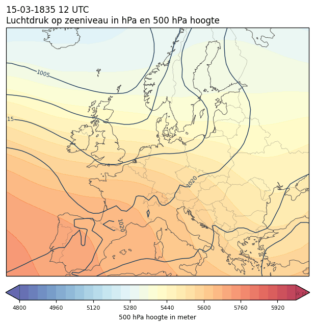 Weerkaart van 15 maart 1835 om 12 UTC