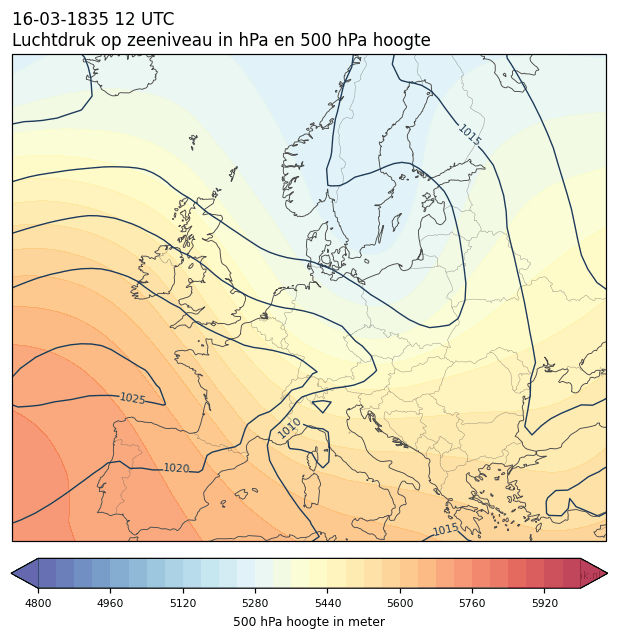 Weerkaart van 16 maart 1835 om 12 UTC