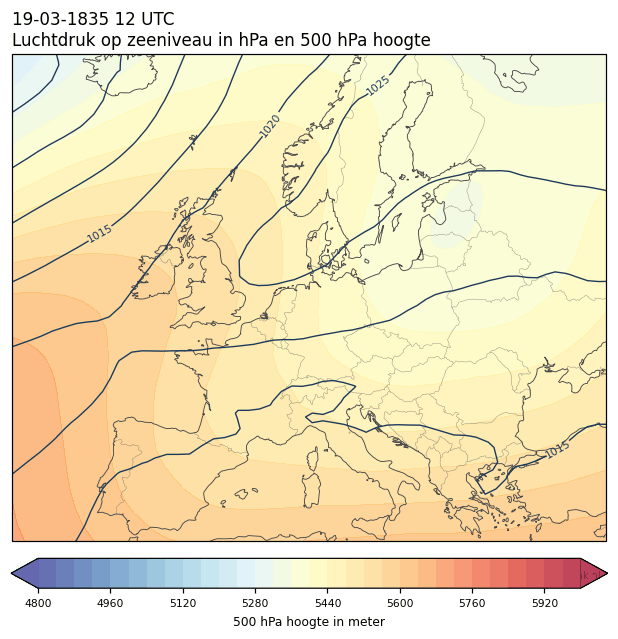Weerkaart van 19 maart 1835 om 12 UTC