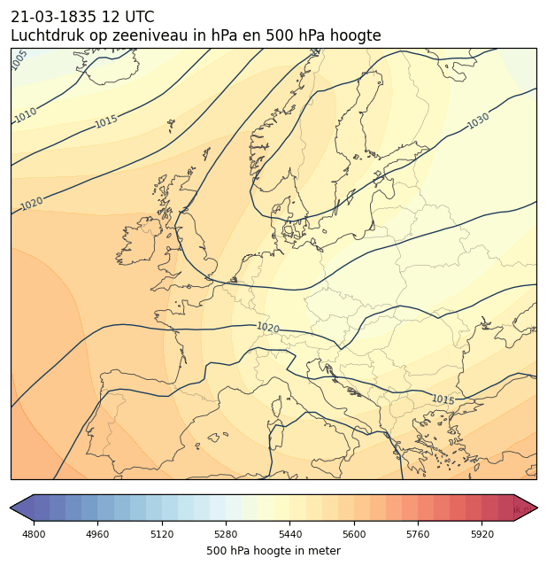 Weerkaart van 21 maart 1835 om 12 UTC