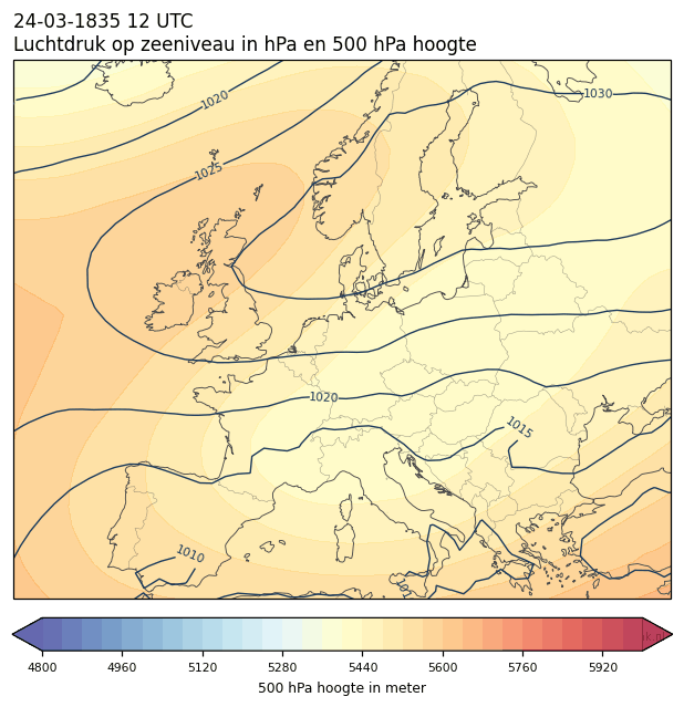 Weerkaart van 24 maart 1835 om 12 UTC