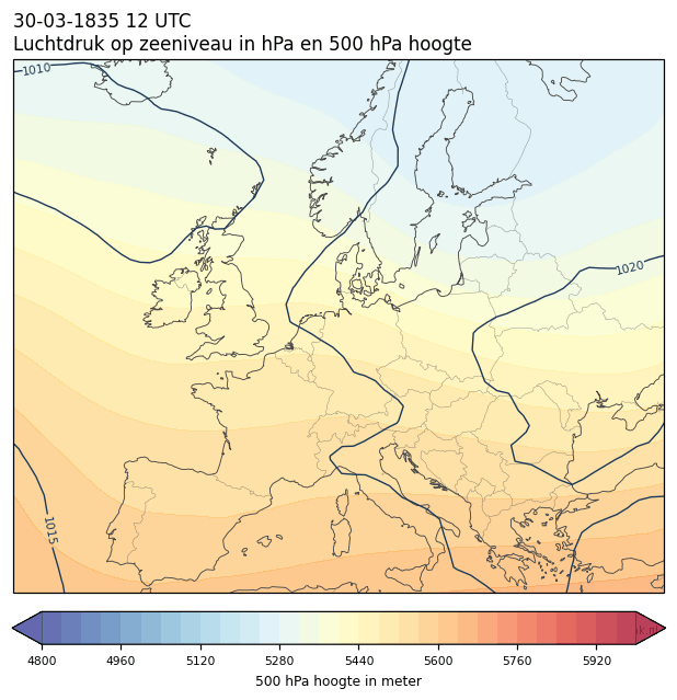 Weerkaart van 30 maart 1835 om 12 UTC