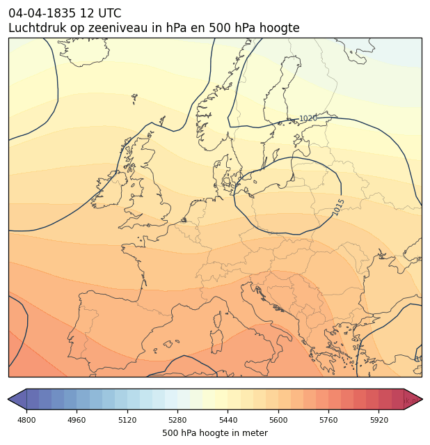Weerkaart van 4 april 1835 om 12 UTC