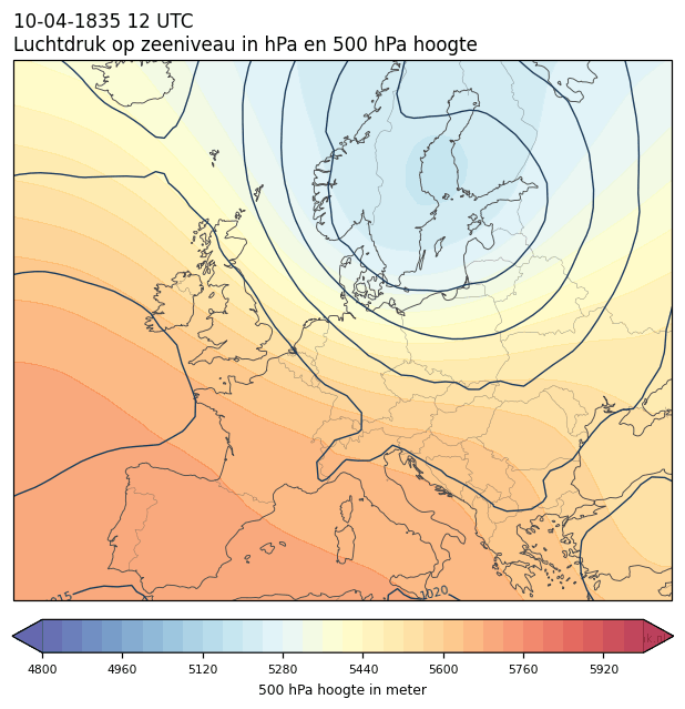Weerkaart van 10 april 1835 om 12 UTC