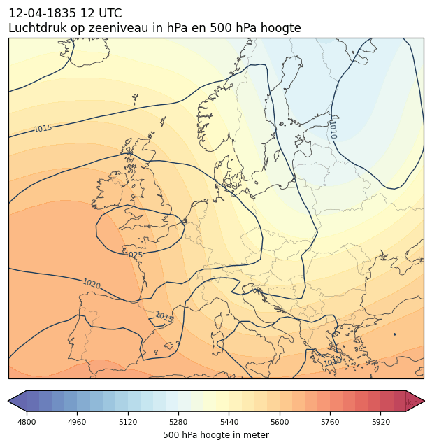 Weerkaart van 12 april 1835 om 12 UTC