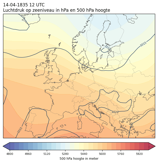 Weerkaart van 14 april 1835 om 12 UTC