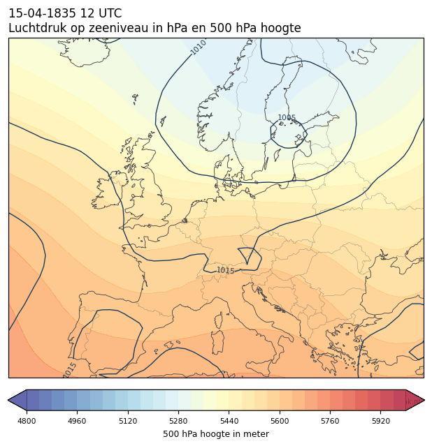 Weerkaart van 15 april 1835 om 12 UTC