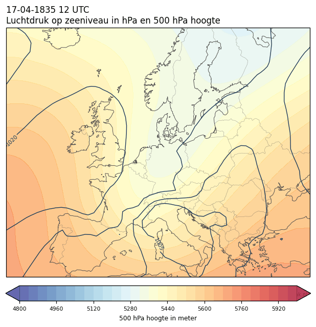 Weerkaart van 17 april 1835 om 12 UTC