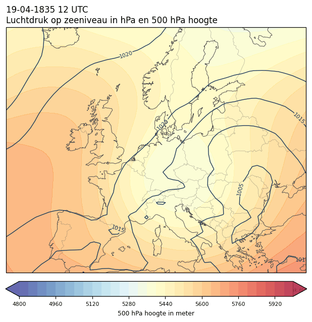 Weerkaart van 19 april 1835 om 12 UTC