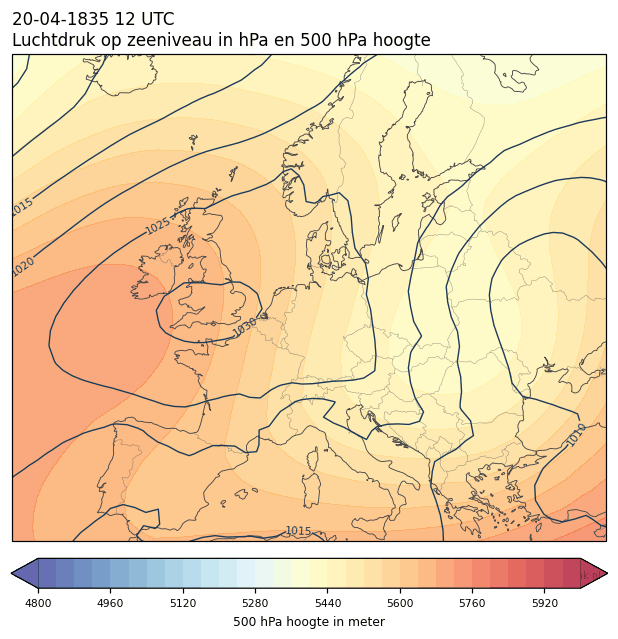Weerkaart van 20 april 1835 om 12 UTC