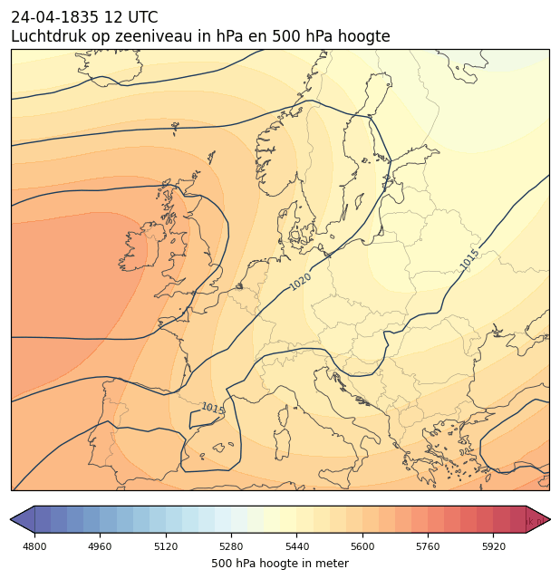 Weerkaart van 24 april 1835 om 12 UTC
