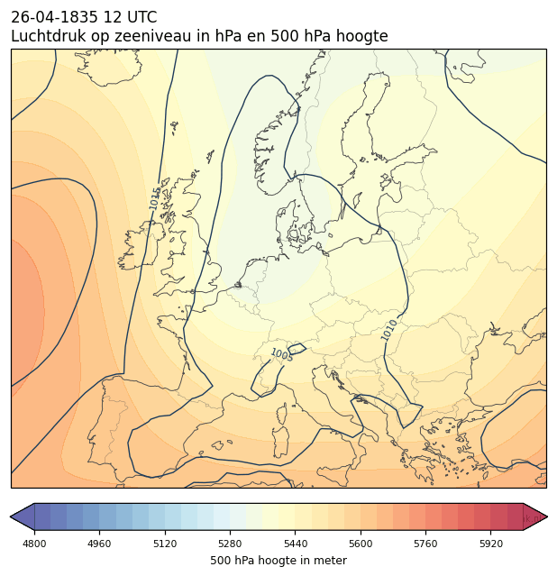Weerkaart van 26 april 1835 om 12 UTC