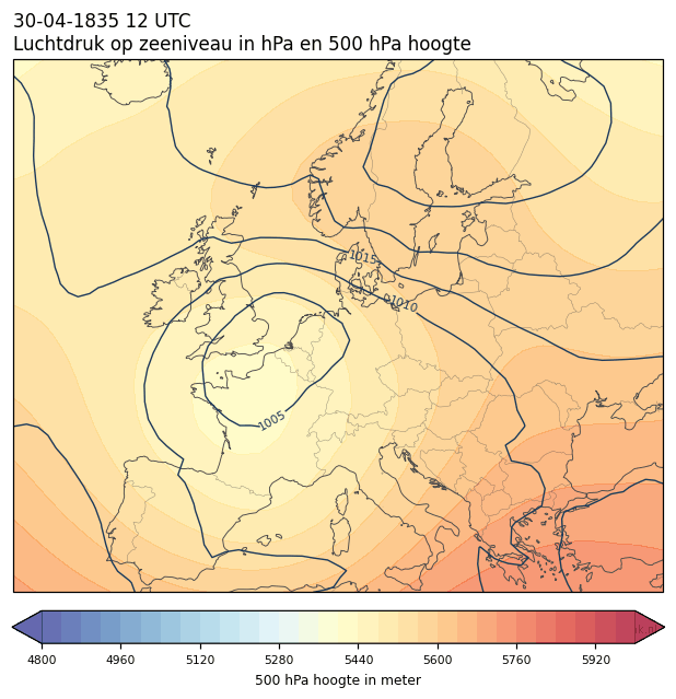 Weerkaart van 30 april 1835 om 12 UTC