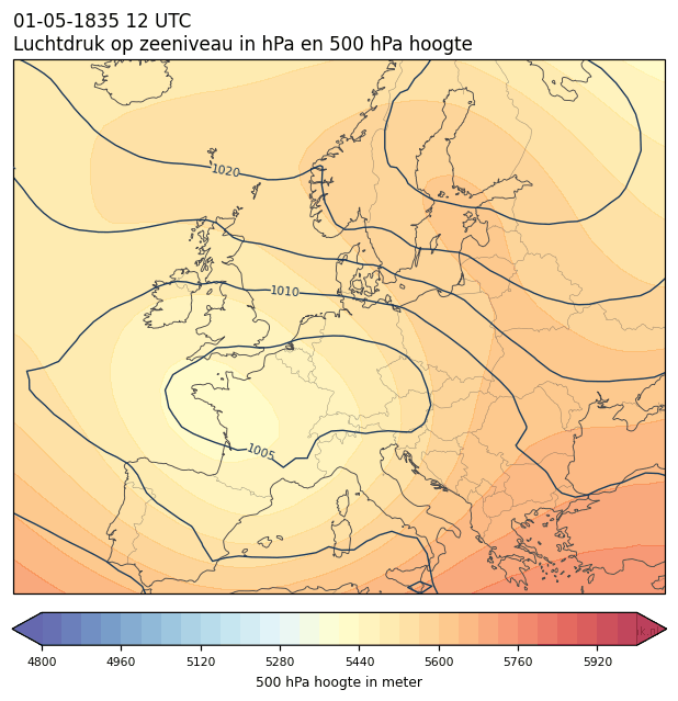 Weerkaart van 1 mei 1835 om 12 UTC