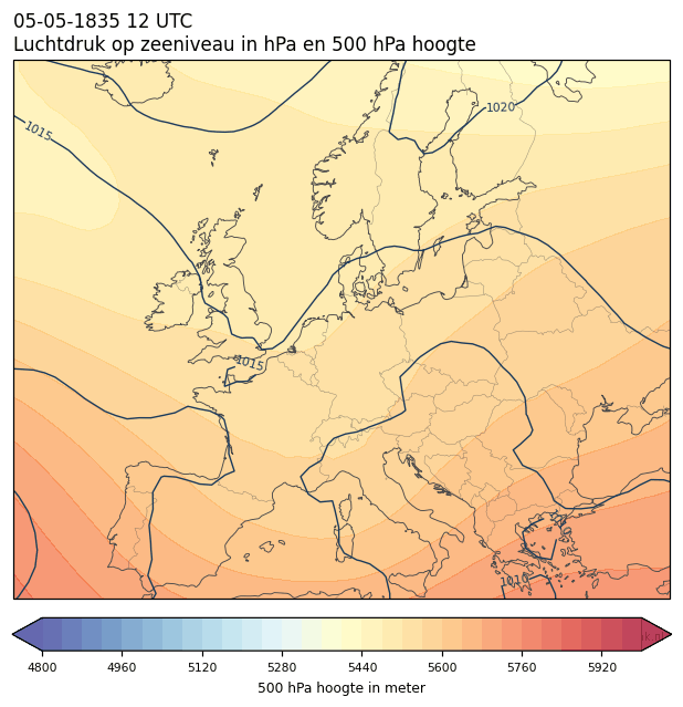 Weerkaart van 5 mei 1835 om 12 UTC