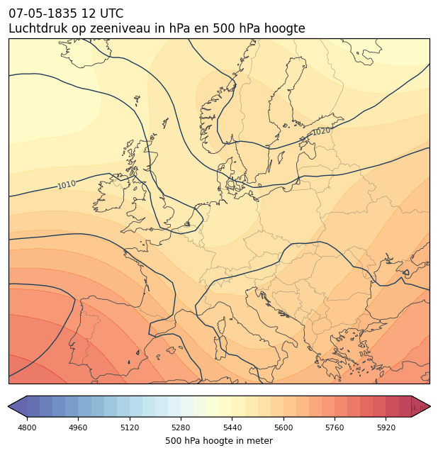 Weerkaart van 7 mei 1835 om 12 UTC