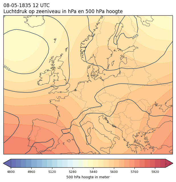 Weerkaart van 8 mei 1835 om 12 UTC