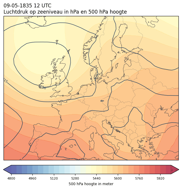 Weerkaart van 9 mei 1835 om 12 UTC