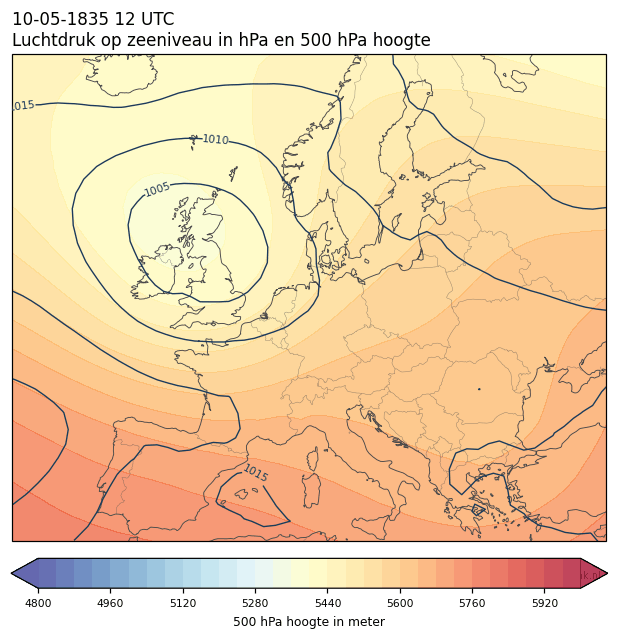 Weerkaart van 10 mei 1835 om 12 UTC