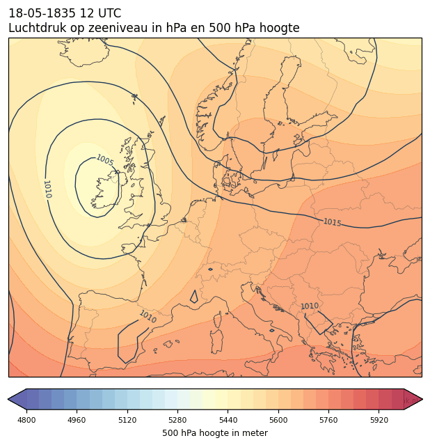 Weerkaart van 18 mei 1835 om 12 UTC
