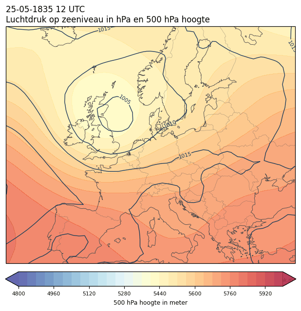 Weerkaart van 25 mei 1835 om 12 UTC