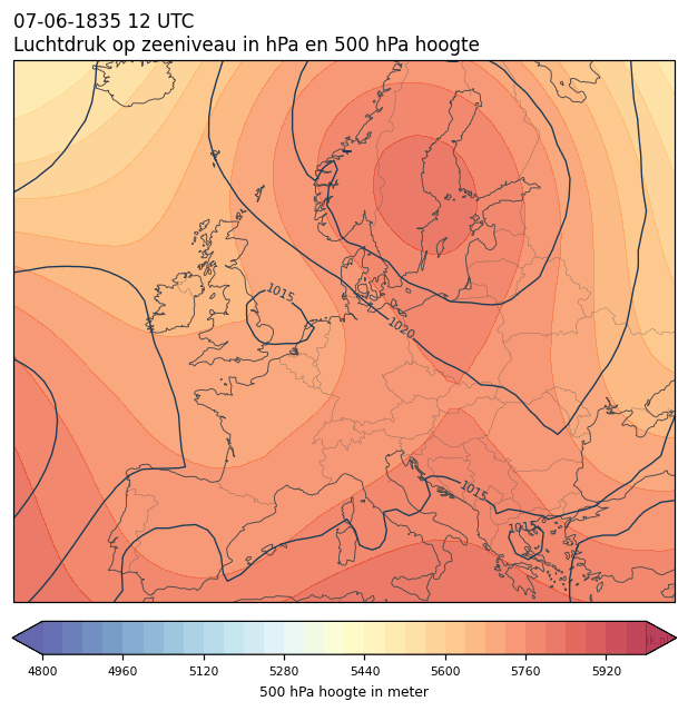 Weerkaart van 7 juni 1835 om 12 UTC
