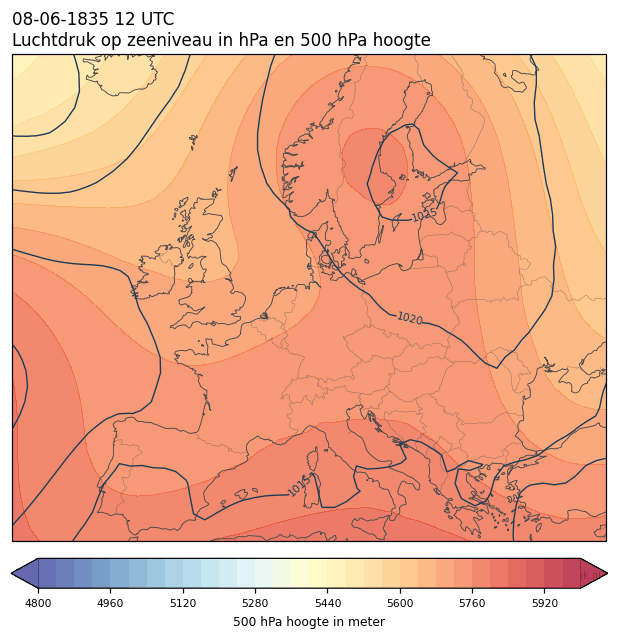 Weerkaart van 8 juni 1835 om 12 UTC