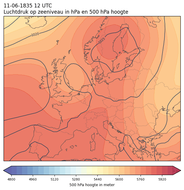 Weerkaart van 11 juni 1835 om 12 UTC
