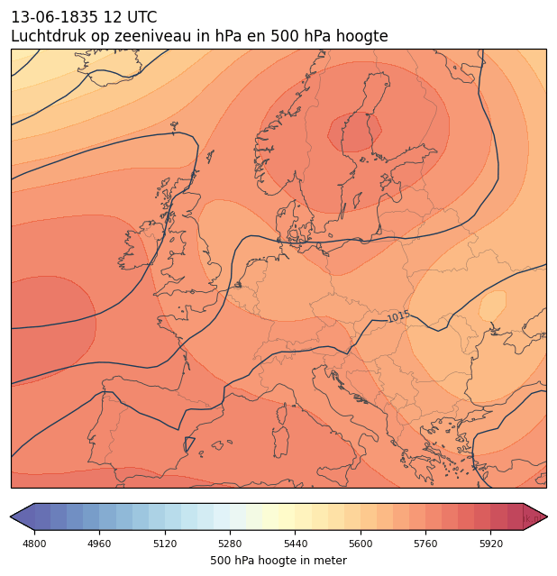 Weerkaart van 13 juni 1835 om 12 UTC