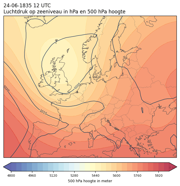 Weerkaart van 24 juni 1835 om 12 UTC