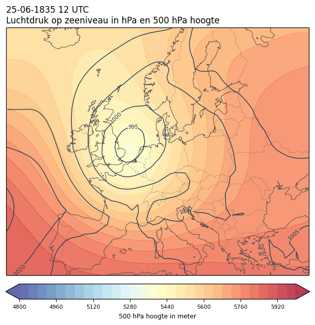 Weerkaart van 25 juni 1835 om 12 UTC