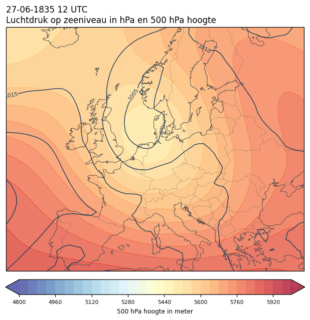 Weerkaart van 27 juni 1835 om 12 UTC