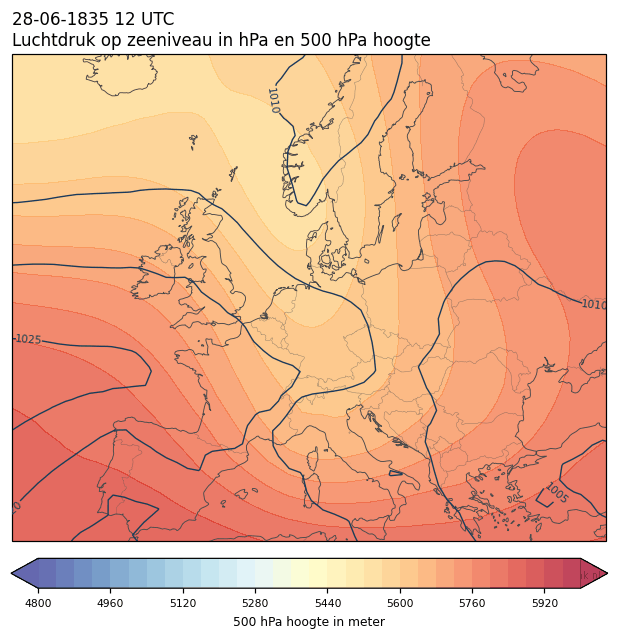 Weerkaart van 28 juni 1835 om 12 UTC